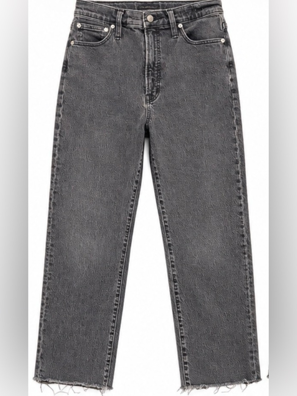Madewell The Perfect Vintage Straight Jeans Size 30 Black Gray Raw Hem High Rise